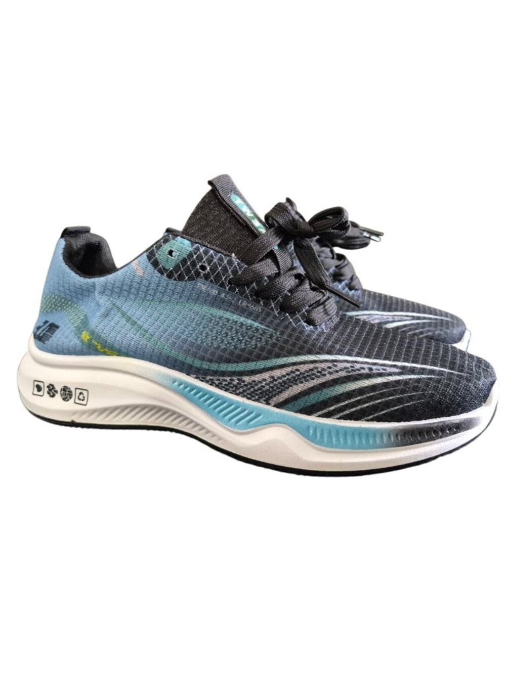 TW Mens Running Shoes Size 41 Black Blue Lightweight Breathable Sneakers. - Picture 4 of 7